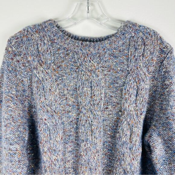 A New Day blue orange speckled cable knit oversized coastal sweater small - Picture 2 of 7